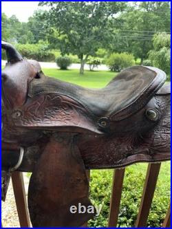 Vintage Easy Rider Action Saddle Tooled Leather Western Horse Saddle 22x16