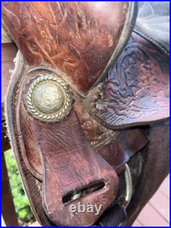 Vintage Easy Rider Action Saddle Tooled Leather Western Horse Saddle 22x16