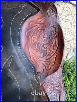 Vintage Easy Rider Action Saddle Tooled Leather Western Horse Saddle 22x16