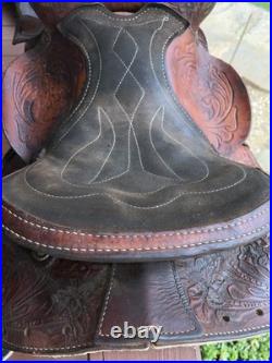 Vintage Easy Rider Action Saddle Tooled Leather Western Horse Saddle 22x16