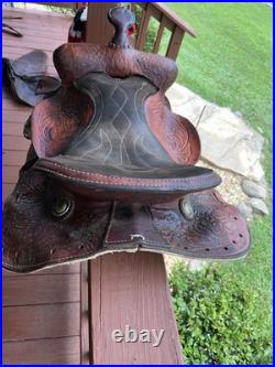 Vintage Easy Rider Action Saddle Tooled Leather Western Horse Saddle 22x16