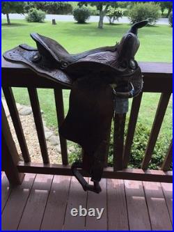Vintage Easy Rider Action Saddle Tooled Leather Western Horse Saddle 22x16