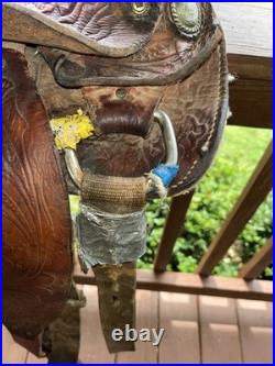 Vintage Easy Rider Action Saddle Tooled Leather Western Horse Saddle 22x16