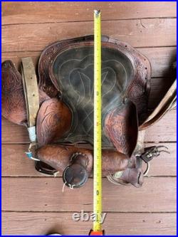 Vintage Easy Rider Action Saddle Tooled Leather Western Horse Saddle 22x16