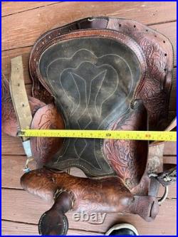 Vintage Easy Rider Action Saddle Tooled Leather Western Horse Saddle 22x16