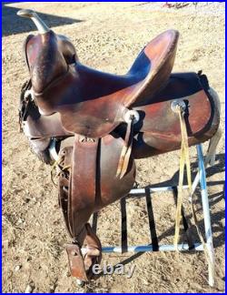 Vintage Fred Mueller Western Saddle Rounded Skirt 14 Seat