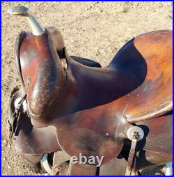 Vintage Fred Mueller Western Saddle Rounded Skirt 14 Seat