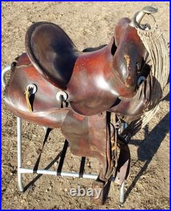 Vintage Fred Mueller Western Saddle Rounded Skirt 14 Seat