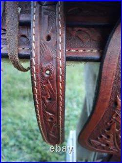 Vintage Hand Tooled Child's Saddle Made for Kenny Rogers' Son
