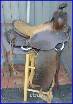 Vintage Hereford Brand Tex Tan of Yoakum Western Saddle Leather tooling