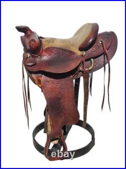 Vintage Hereford Tex Tan 16 Western saddle Tooled