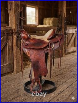 Vintage Hereford Tex Tan 16 Western saddle Tooled