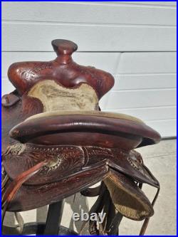 Vintage Hereford Tex Tan 16 Western saddle Tooled