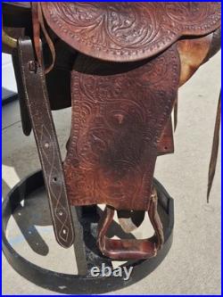 Vintage Hereford Tex Tan 16 Western saddle Tooled