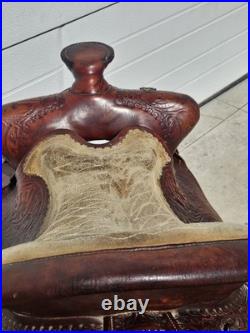 Vintage Hereford Tex Tan 16 Western saddle Tooled