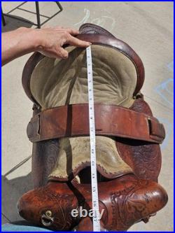Vintage Hereford Tex Tan 16 Western saddle Tooled