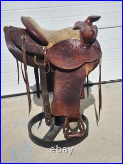 Vintage Hereford Tex Tan 16 Western saddle Tooled