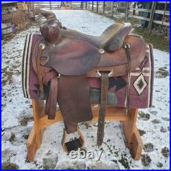 Vintage LEDDY roping ranch saddle, 16 paddedseat