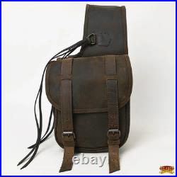 Vintage Leather Horse Saddle Bag Western Equestrian Riding Pannier Storage Bag
