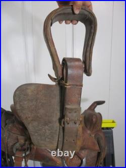 Vintage Leather Western Trail Style Horse Riding Saddle Model #1432