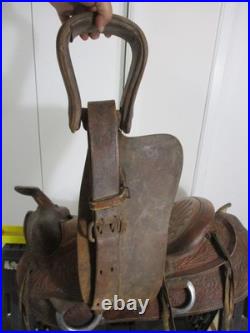 Vintage Leather Western Trail Style Horse Riding Saddle Model #1432