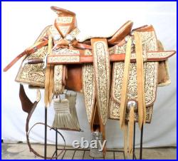Vintage Museum Mexican Charro Saddle Silver Hand Tooled Leather Sword Never Used