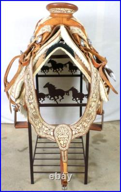 Vintage Museum Mexican Charro Saddle Silver Hand Tooled Leather Sword Never Used