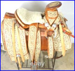Vintage Museum Mexican Charro Saddle Silver Hand Tooled Leather Sword Never Used