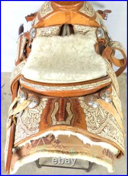 Vintage Museum Mexican Charro Saddle Silver Hand Tooled Leather Sword Never Used
