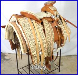 Vintage Museum Mexican Charro Saddle Silver Hand Tooled Leather Sword Never Used
