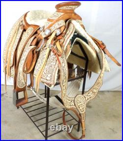 Vintage Museum Mexican Charro Saddle Silver Hand Tooled Leather Sword Never Used