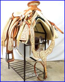 Vintage Museum Mexican Charro Saddle Silver Hand Tooled Leather Sword Never Used