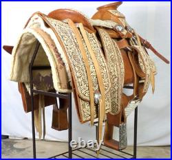 Vintage Museum Mexican Charro Saddle Silver Hand Tooled Leather Sword Never Used