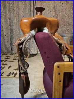 Vintage Tooled Leather Western Pony Saddle With Roughout Seat See Photos