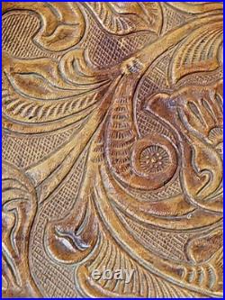 Vintage Tooled Leather Western Pony Saddle With Roughout Seat See Photos