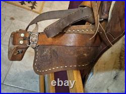 Vintage Tooled Leather Western Pony Saddle With Roughout Seat See Photos
