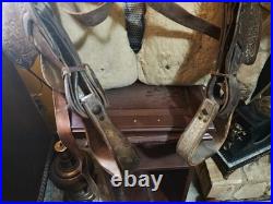 Vintage Tooled Leather Western Saddle Floral Design/ Hat/ Boots/Horns