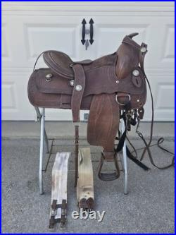 Vintage Western Saddle Custom Hand Carved Leather
