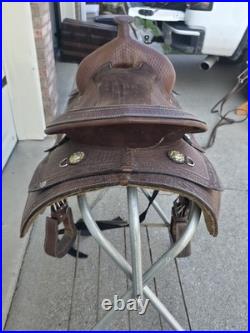 Vintage Western Saddle Custom Hand Carved Leather