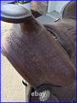 Vintage Western Saddle Custom Hand Carved Leather