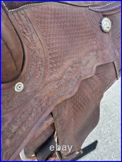 Vintage Western Saddle Custom Hand Carved Leather