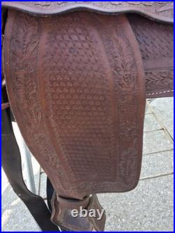 Vintage Western Saddle Custom Hand Carved Leather