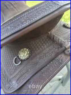 Vintage Western Saddle Custom Hand Carved Leather