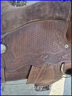 Vintage Western Saddle Custom Hand Carved Leather