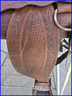 Vintage Western Saddle Custom Hand Carved Leather