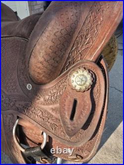 Vintage Western Saddle Custom Hand Carved Leather