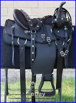WESTERN HORSE SADDLE USED TRAIL PREMIUM CORDURA SYNTHETIC TACK SET 15 16 17 in