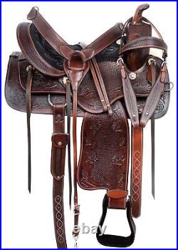 WESTERN TRAIL LEATHER EQUITATION HORSE SADDLE TACK 17 in