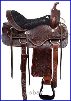 WESTERN TRAIL LEATHER EQUITATION HORSE SADDLE TACK 17 in