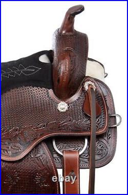 WESTERN TRAIL LEATHER EQUITATION HORSE SADDLE TACK 17 in